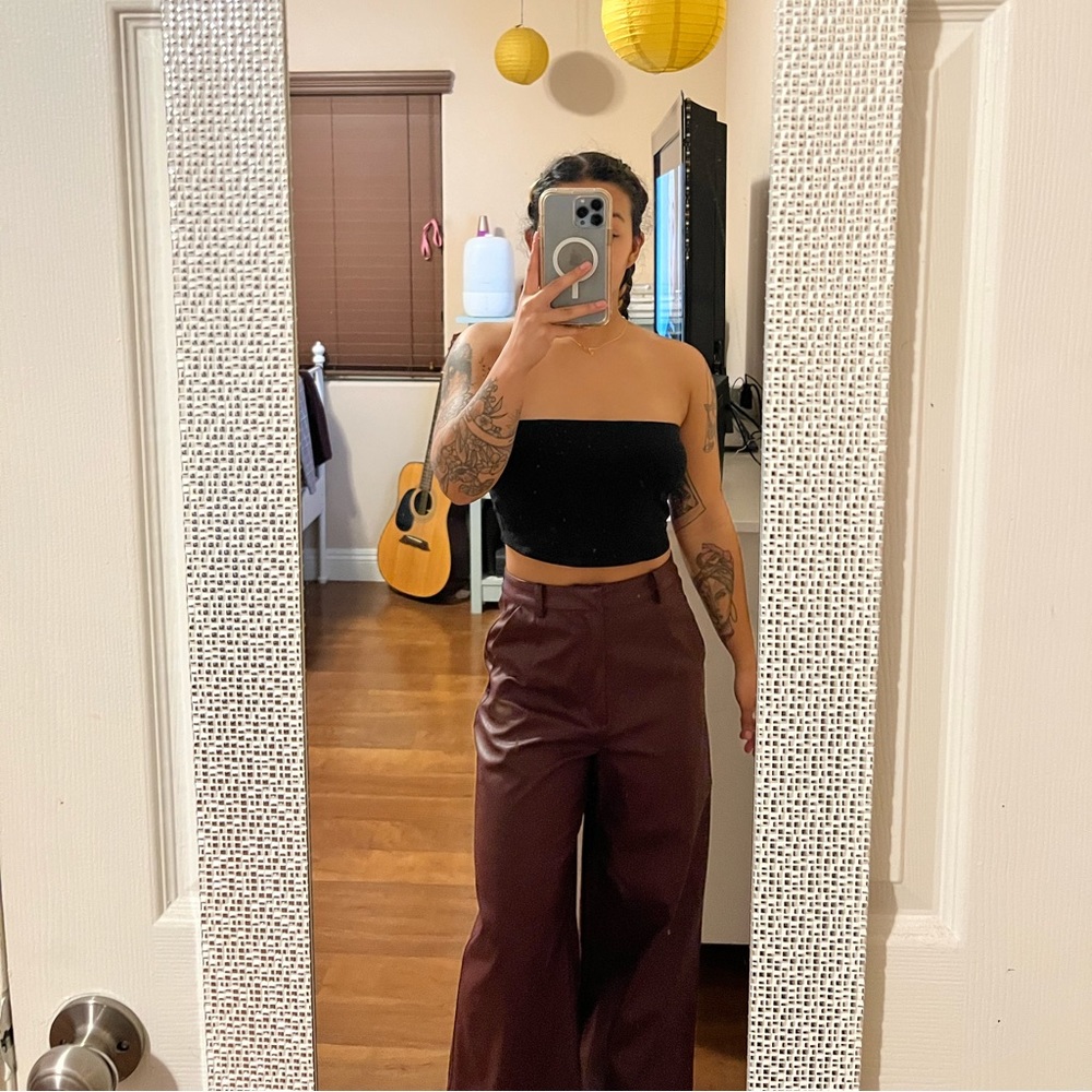 Plum Leather Pants